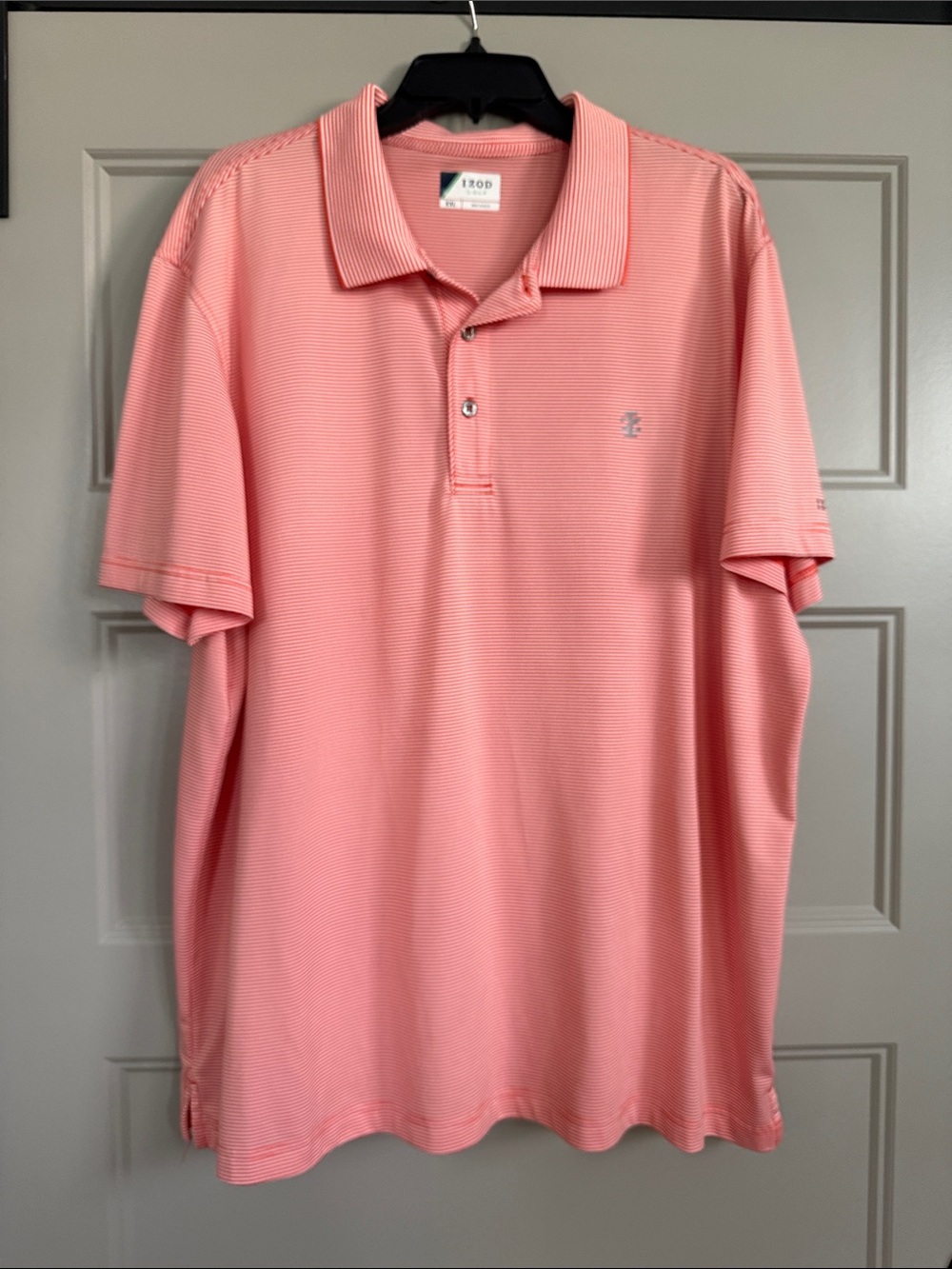 Izod Men’s Coral Stripe Short-Sleeve Polo